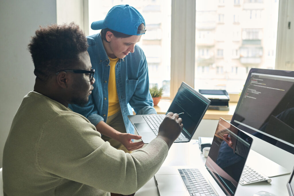 Programmers developing software in team