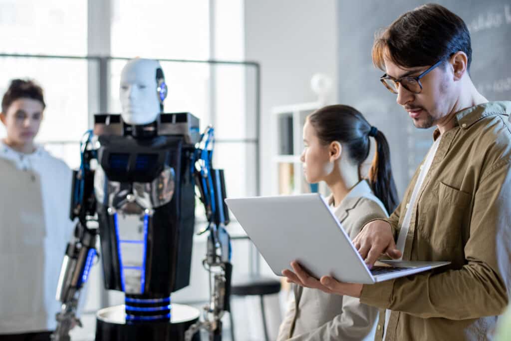 Students Working on Robot